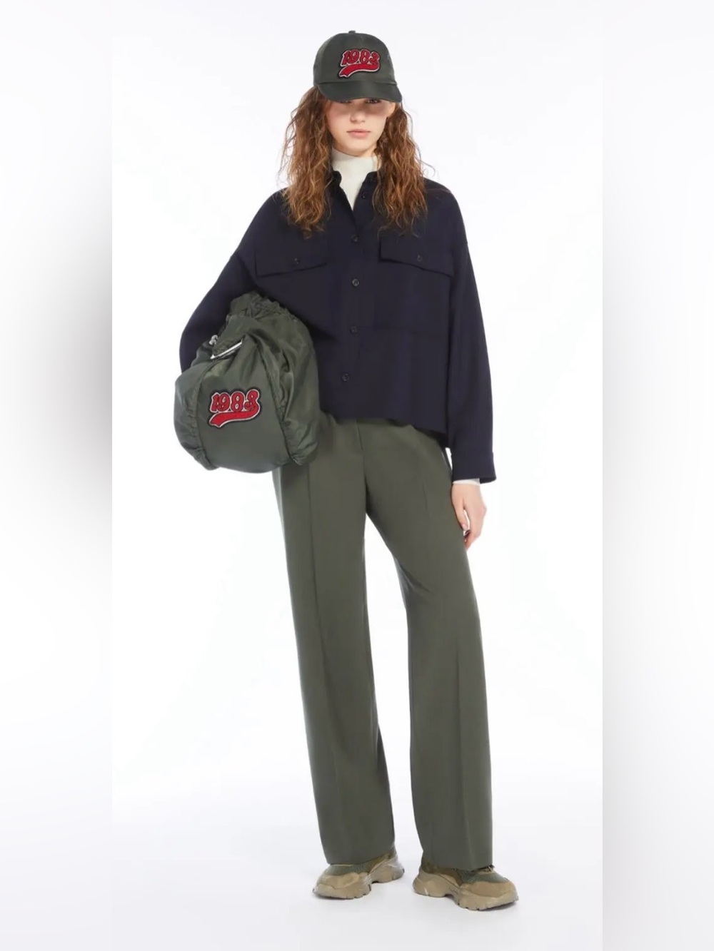 NEW WEEKEND MAX MARA Brioso Wool Gabardine Trousers Dark Green Sz US 2 $385